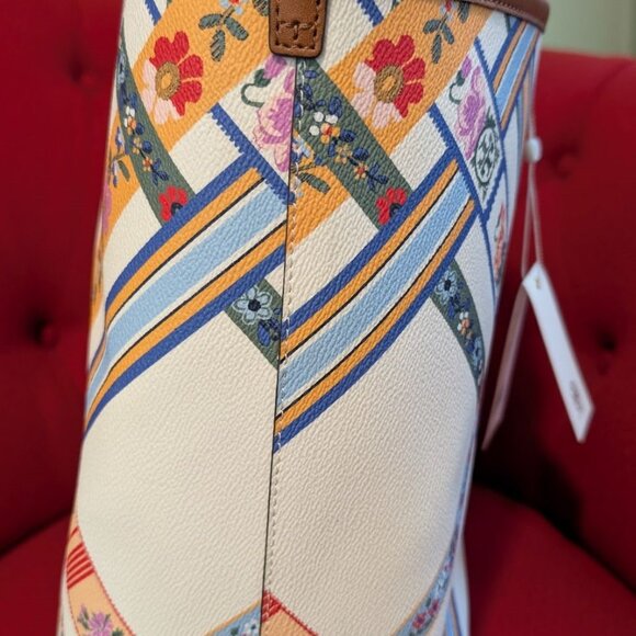 NWT Tory Burch - Kerrington Square Tote in Ribbon Weave Bias Allover Style 82352 - Picture 7 of 8